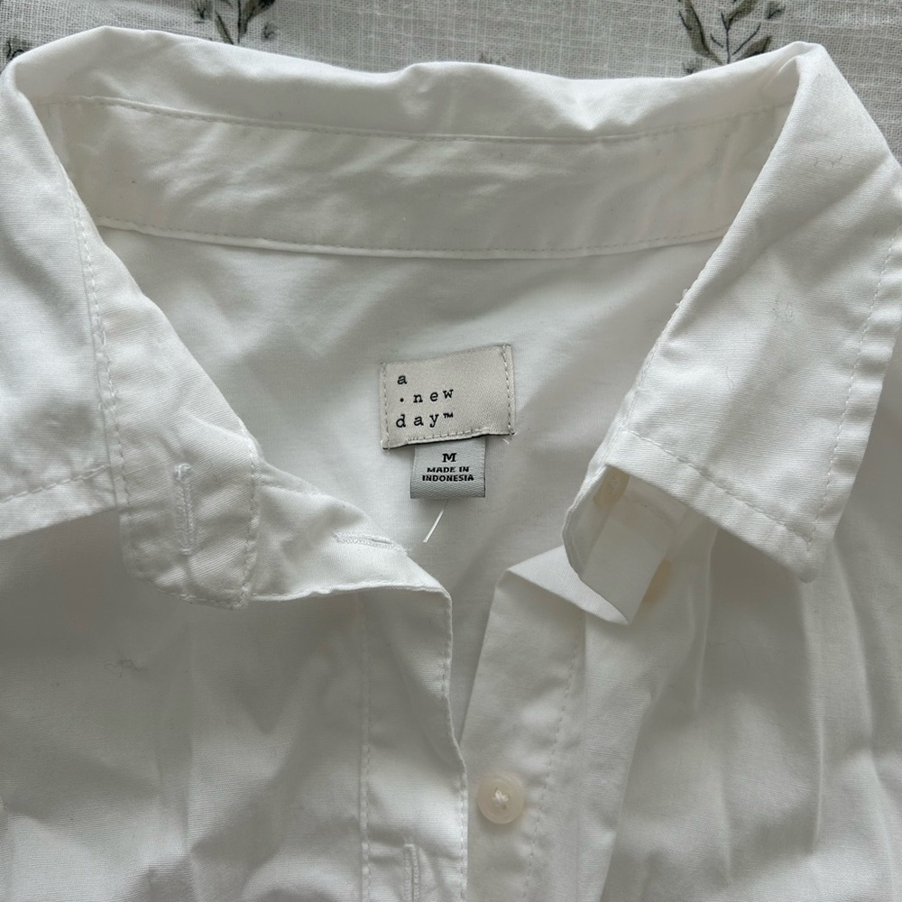 A New Day White Casual Button Down Shirt